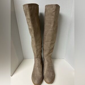 Maurices Emily Buckle Thigh High Riding Boot Faux Suede Taupe Equestrian Sz 10